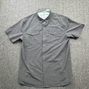 Jetty Button Up Short Sleeve Shirt Mens Medium Gray Pockets Outdoor Fishing